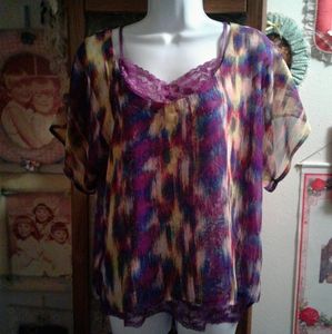 Wrangler, Purple,Tribal Pattern, Western Style, Blouse with Matching Camisole💜